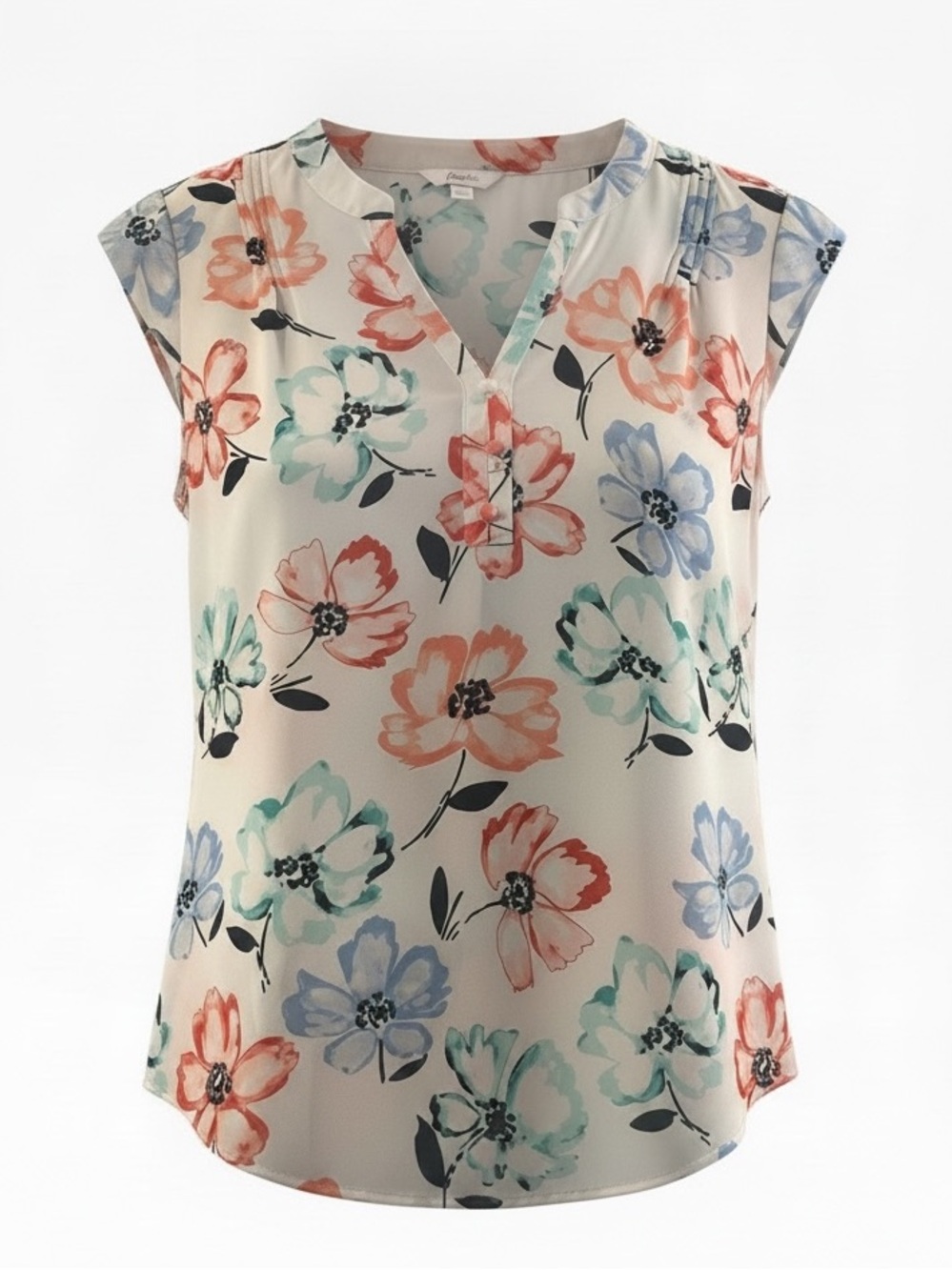 🖤 Candie’s Watercolor Floral Blouse • Soft Coastal Garden